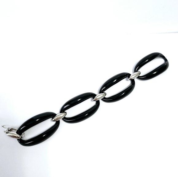 Silver & Black Ceramic Bracelet 8" - Picture 6 of 10